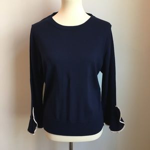 J.Crew Navy silk blend sweater w/flutter sleeves